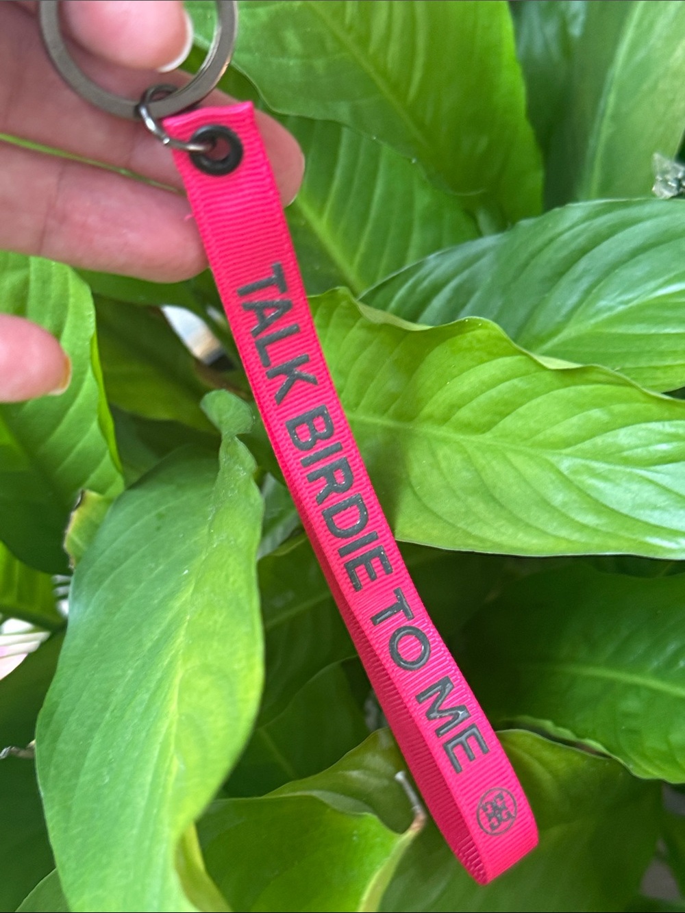 NWOT G/FORE Keychain Talk Birdie To Me Pink Ribbon Strap
